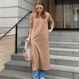 <span class=keywords><strong>Abito</strong></span> <span class=keywords><strong>lungo</strong></span> casual da donna a maniche lunghe con scollo a V e spacco laterale, vestibilità ampia, tinta unita, per tutti i giorni, abiti autunnali - Product Image 3