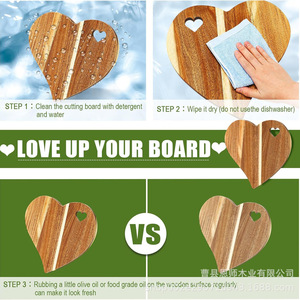 Acacia Heart Shaped Cutting Board 20x20x1.5cm <b>Wooden</b> Kitchen Chopping <b>Block</b> For Bread Fruit Serving - Product Image 5