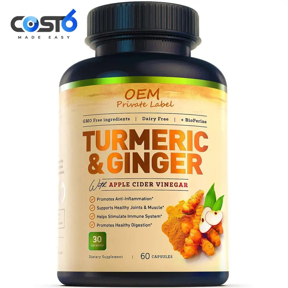 Antioxidant Tumeric Supplements Capsules Curcuminoids & Joint Turmeric Curcumin Supplement with Ginger & Apple Cider Vinegar