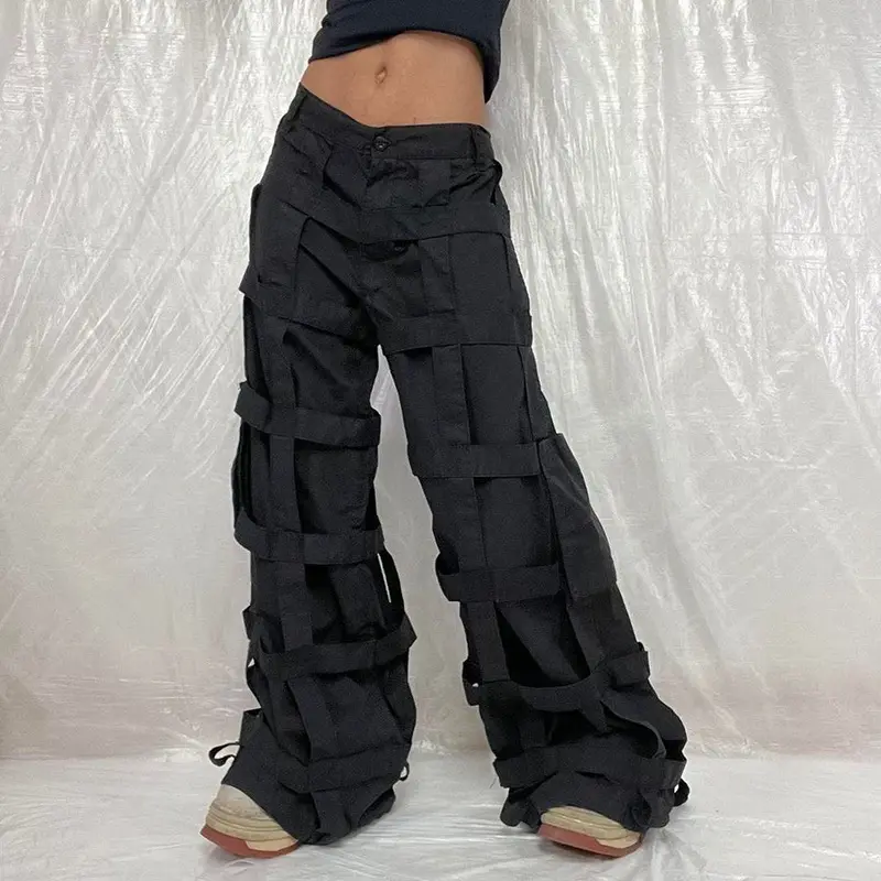 Latest Design Women's Cargo Pants Wide Leg Straight Ladies Women's Trousers Fashionable Street Wear Long Pant