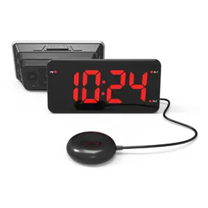 Fullsará relógio digital personalizado, presentes da promoção personalizada relógio digital com cama para dormir pesado relógio de alarme vibratório duplo