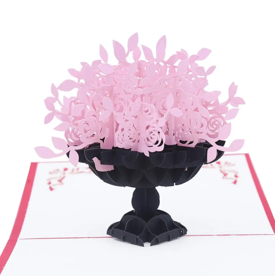 Rose Garden 3D Kaart Pop Up Valentijnsdag Wenskaart Groet Geschenken Kaart Blossom Handgemaakte Bruiloft Uitnodiging