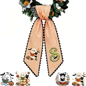Custom Embroidery Halloween Ghost Swag Monogram Blank Fall Witchy Wreath Sash for <b>Front</b> <b>Door</b> <b>Decor</b> - Product Image 6