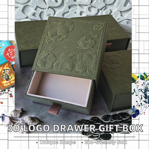 <strong>Vintage</strong> Cardboard Drawer Gift <strong>Box</strong> With Custom 3D Embossed Logo Glossy Or Matt Lamination Rigid <strong>Jewelry</strong> Packaging <strong>Box</strong> - Product Image 3