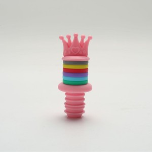 Bouchon de vin en silicone en forme de fleur arc-en-ciel, préservateur de fraîcheur pour bière et vin, marqueurs de verre souples, breloques 3*9cm Happyway - Product Image 1