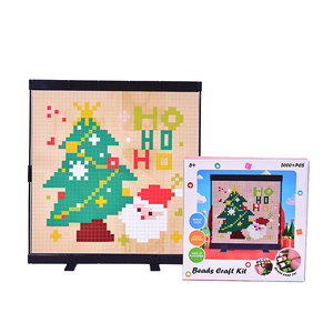 Safety No Iron <b>Beads</b> 2000pcs <b>Kit</b> Large Grid Mesh Canvas DIY Mosaic Pixel Art Decorative Painting Educational Activity Set - Product Image 2