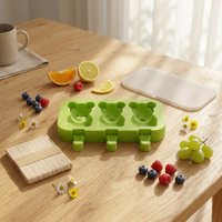 Moule en silicone en forme de 3 ours pour crème glacée, moule à glaces animaux fait maison, qualité alimentaire sans BPA, durable, pour sucettes glacées DIY