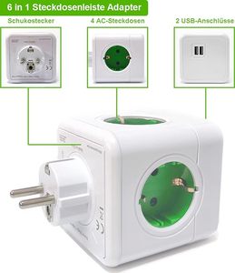 Russia European Type E02a Portable Power <b>Adapter</b> International <b>Plug</b> <b>Adapter</b> Cube Socket 4 EU Outlets with 2 USB Ports for Travel - Product Image 6