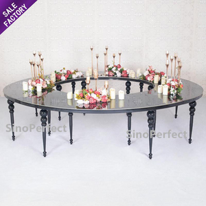 Hot Sale Modern Black Stainless Steel Glass Wedding Decoration Round Luxury <b>Table</b> for Events - Product Image 1