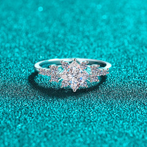 1ct cincin perak murni 925 silikon persegi penguji berlian 6.5mm warna D VVS Pass Moissan cincin berlian perhiasan kreatif - Product Image 4