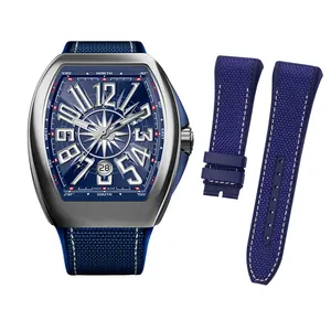 Nylon Silikon armband für Frank Muller Farmland V45 V41 V32 Yacht Herren Nylon Gummiband 28mm schwarz blau Uhren ketten armband