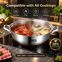Marmite à fondue Yin Yang 3 couches en acier inoxydable, pot à soupe divisé double saveur, ustensile de cuisson Shabu Shabu pour restaurant et usage domestique