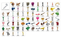 DELO TOYS ( 7 couleurs) blocs de construction en plastique briques ABS matériel feuille de lotus Minifig, palette de peinture d'ustensiles (NO.93551)