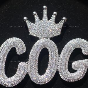Pendentif Lettre COG Personnalisé en Argent Sterling 925 avec Finition Effet Diamant Moissanite pour Bijoux de Mode Style Rap Quotidien - Product Image 6