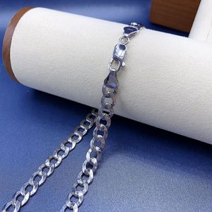 Collar de cadena de eslabones cubanos Sterling Sier para hombres-6mm 6,5mm 7mm 8mm Hip Hop joyería Punk joyería, ajustable 50-70cm - Product Image 6