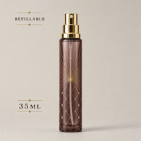 Flacon de parfum vide rechargeable en gros 35 ml avec capuchon doré, atomiseur de style arabe à motif ondulé, logo personnalisé