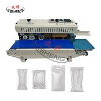 Machine de scellage électrique automatique YS FR400 à engrenages en bois pour aliments, boissons, produits chimiques, sachets en plastique, papier, scellage continu à haute vitesse