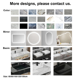 Mueble de Baño Flotante con Lavabo de Superficie Sólida Personalizado, Lavabo de Mármol Sinterizado con <span class=keywords><strong>Espejo</strong></span> LED - Product Image 6