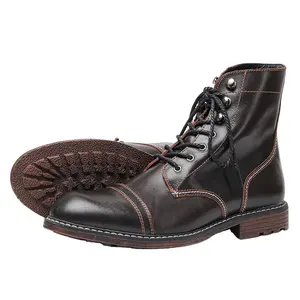 Zapatos de vestir para hombre de nuevo diseño, botas altas de talla grande para hombre, botas de trabajo con cremallera de cuero Pu, botas Martin para hombre