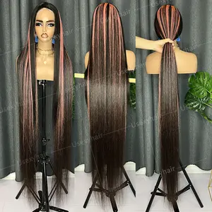 Großhandel 50 Zoll Perücken Rohes Haar HD Spitze Frontal Perücken Glueless Full Human Hair Hervor gehobene Farbe Spitze Front Perücken für schwarze Frauen