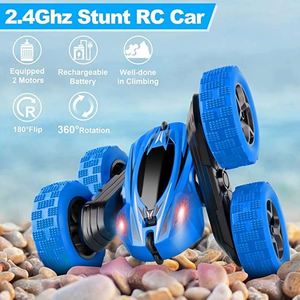 Voitures télécommandées 2,4 GHz, voitures de cascades rapides pour enfants, 4 roues motrices, double face, rotation à 360 degrés, camions télécommandés avec phares - Product Image 3