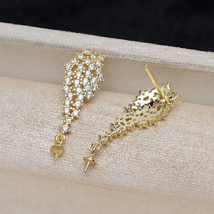 Pendientes de Plata S925 con Borla y Perla de 8-13 mm, Accesorios de Bricolaje para Mujer, Fornituras de Joyería Personalizables-4353 - Product Image 4