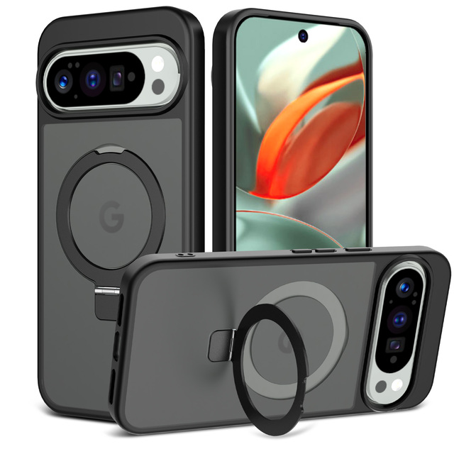 Matte Skin Feeling Anti Fingerprint Anti Fall Shockproof Phone Stand Holder Phone Case Cover for Google Pixel 9 10 10A Pro XL