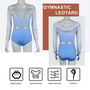 Personnalisé Nouveau Strass Unisexe Gymnastique Formation Danse Justaucorps Léger À Séchage Rapide Spandex/Coton Imprimé Gymnastique Vêtements - Product Image 3