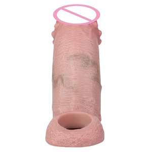 FAAK Inner Thread and Outer Texture Hump Penis Sleeve Cock Sheath Delay Ejaculation Penis Cover Reusable Condom Hollow <b>Dildo</b> - Product Image 5