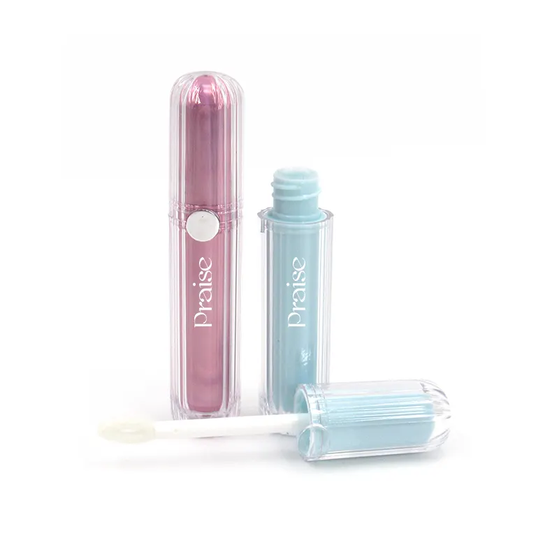 Emballage de tube de rouge à lèvres en plastique transparent rond à double paroi conçu sur mesure, pour rouge à lèvres cosmétique, brillant à lèvres