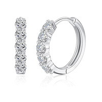 Yunzhi Luxus S925 Sterlingsilber Platinbeschichtete Creolen Mini Zirkonia Ohrstecker Geometrisch für Damen Eleganter Edel-Schmuck Geschenk