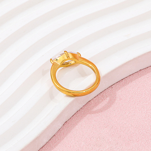 Anelli Grossisti Joolim Gioielli Placcati in Oro 18K per Donna, Robusti in Acciaio Inossidabile con Grande Zirconia a Occhio di Cavallo, Anelli Graziosi - Product Image 6