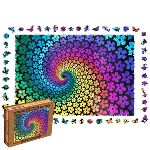 WOOSAIC Flower Swirl 500 pcs Wholesale wooden jigsaw puzzle for adults and children Personal puzzle gift