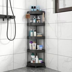 <span class=keywords><strong>Étagère</strong></span> de <span class=keywords><strong>rangement</strong></span> en plastique multi-niveaux pour salle de bain et <span class=keywords><strong>cuisine</strong></span>, <span class=keywords><strong>étagère</strong></span> triangulaire d'angle du sol au plafond, <span class=keywords><strong>rangement</strong></span> pour toilettes, robuste et élégante - Product Image 2