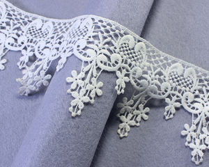 Ucuz gelin dantel Trim elastik Chantilly fransız gipür işlemeli beyaz Polyester elbise için pamuk nakış dantel Trim - Product Image 3