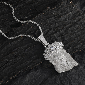 Pendentif Jésus de grande taille en cuivre et zircon, collier tendance pour couple hip-hop, collier pour homme, tendance INS, approvisionnement direct d'usine - Product Image 1