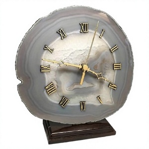 Horloge en pierre précieuse naturelle de haute qualité 100% cristal, agate violette, écologique, polie, cadeau de Noël, horloge en agate, décoration d'intérieur - Product Image 3