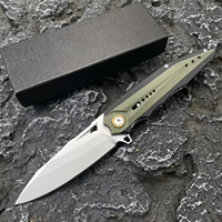 Couteau pliant tactique robuste en acier D2 avec manche G10 noir Stonewash pour le camping en plein air, la survie et l'EDC