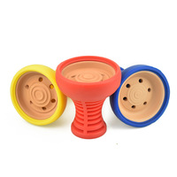 Accessoires de fumage : Tête de chicha en silicone avec technique de laque, Tête de chicha en céramique, Bol en argile de silicone, Porte-tabac