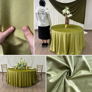 ANNIELU <span class=keywords><strong>Tovaglia</strong></span> di Lusso <span class=keywords><strong>Verde</strong></span> Oliva in Velluto Rotonda per Matrimoni, Banchetti ed Eventi - Product Image 2