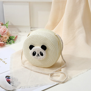 2025 New Summer Mini Cute Crossbody <strong>Bag</strong> Women Red <strong>Panda</strong> Woven Straw Frame Shape Single Strap Zipper Closure Waterproof Handbag - Product Image 1