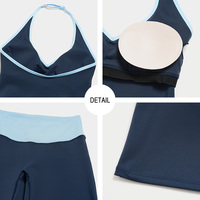Nouvel ensemble de yoga brossé style halter, contraste de couleurs, taille haute, contrôle du ventre, lifting des hanches, séchage rapide, tenue de sport pour femme
