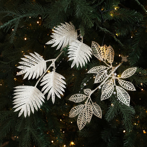 Artificial Glitter <b>Gold</b> Plant Leaf Branch Ornaments <b>Christmas</b> <b>Tree</b> Hanging Holiday Party <b>Christmas</b> New Year Decoration - Product Image 3