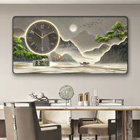 Jam Dinding LED Kalender Baru 2026, Jam Dinding Kristal Porselen, Dekorasi Rumah, Desain Lanskap, Mural Dinding untuk Ruang Tamu