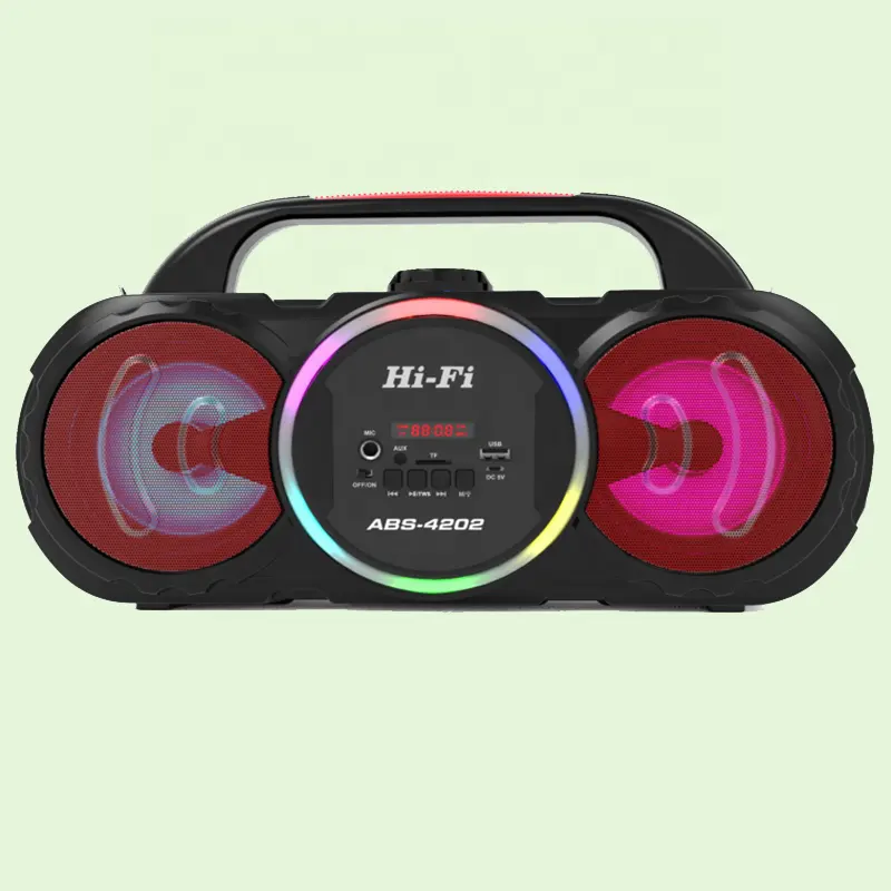 ABS-4202 RGB لهب ضوء الموسيقى الملاك الرقمية الاهتزاز Mic سوبر باس رئيس 360
