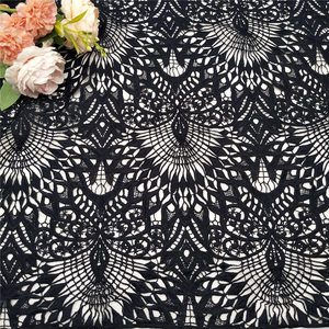 Hot Sale Eco-Friendly <b>Black</b> Floral Embroidered Guipure <b>Lace</b> Fabric New Style Water Soluble Voile - Product Image 2