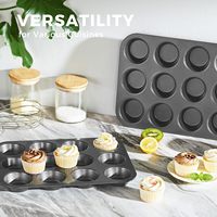 Moule à muffins antiadhésif pour la cuisson, plaque à cupcakes 12 cavités, moule à cheesecake