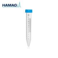 Tube à centrifuger à fond conique à capuchon bleu clair non stérile de 15 mL PP; 50 pièces/paquet; avec échelle; 95kp