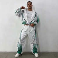 Veste à capuche zippée personnalisée avec imprimé lettres, pantalon à cordon de serrage épais grande taille, streetwear décontracté en mélange de polyester coupe oversize