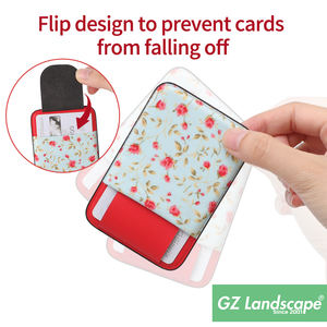 Aimant fort <span class=keywords><strong>à</strong></span> pois floral téléphone dos porte-carte de <span class=keywords><strong>crédit</strong></span> élastique anti-chute flip lycra manches poche pour téléphone - Product Image 4